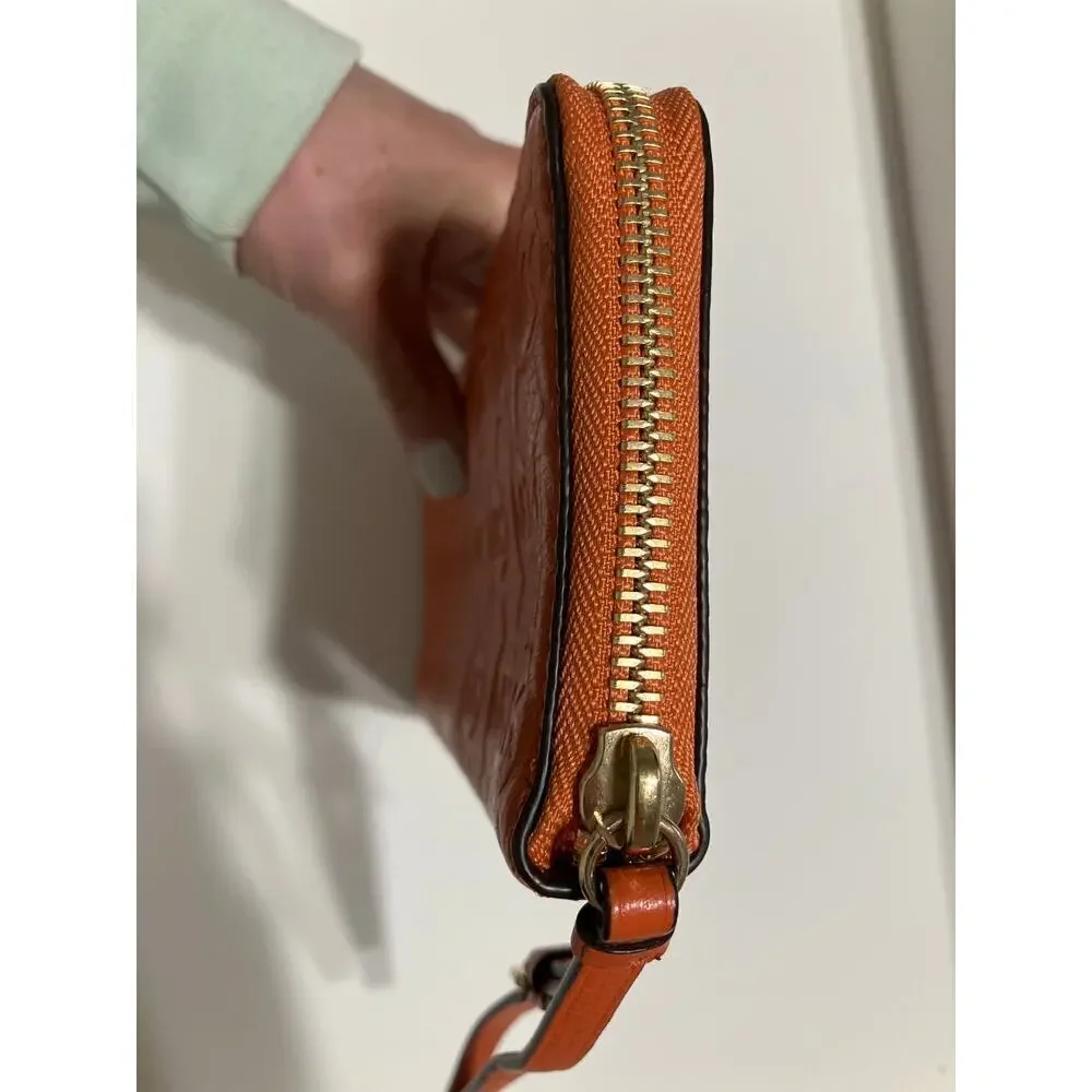 MICHAEL KORS, ORANGE LEATHER SIGNATURE WOMENS LARGE WALLET